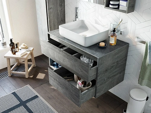 Тумба с раковиной STWORKI Карлстад 90 дуб рошелье, роверелла, с отверстием для смесителя в столешниц 427803 Тумба с раковиной STWORKI Карлстад 90 дуб рошелье, роверелла, с отверстием для смесителя в столешниц 427803