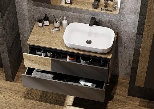 Тумба под раковину Aquaton Терра 105 дуб кантри, антрацит 1A246901TEKA0 Тумба под раковину Aquaton Терра 105 дуб кантри, антрацит 1A246901TEKA0