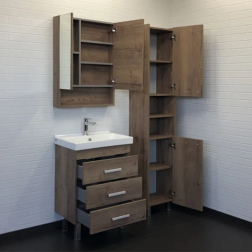 Тумба с раковиной Comforty Никосия 60Н 00-00008852 дуб темный раковина Fest 60 F01 Тумба с раковиной Comforty Никосия 60Н 00-00008852 дуб темный раковина Fest 60 F01