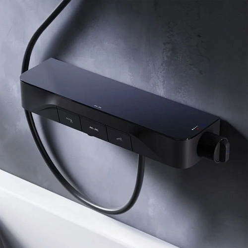 Смеситель для ванны AM.PM Func F8F10522 кнопочный с полкой, черный Смеситель для ванны AM.PM Func F8F10522 кнопочный с полкой, черный