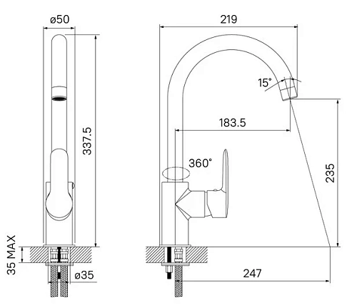 Смеситель для кухни Iddis Cuba CUBSBJ0i05 Смеситель для кухни Iddis Cuba CUBSBJ0i05