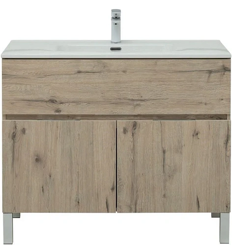 Тумба под раковину Aquanet Алвита New 100 1 ящик, 2 дверцы, дуб веллингтон белый 00277557 Тумба под раковину Aquanet Алвита New 100 1 ящик, 2 дверцы, дуб веллингтон белый 00277557