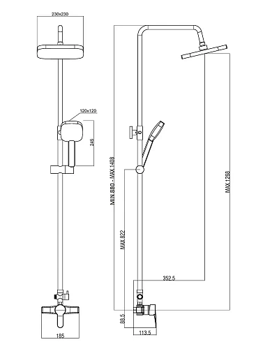 Душевая система OneLife P01-912b черный Душевая система OneLife P01-912b черный