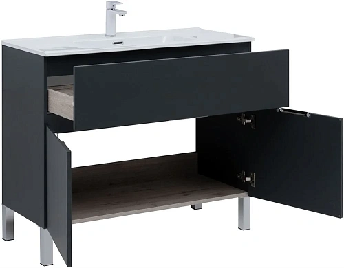 Комплект мебели Aquanet Алвита New 100 1 ящик, 2 дверцы, антрацит 00273988 Комплект мебели Aquanet Алвита New 100 1 ящик, 2 дверцы, антрацит 00273988