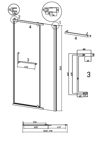 Душевая дверь GROSSMAN Pragma 100.K33.03.110.21.00 (110x195) черный матовый, стекло прозрачное Душевая дверь GROSSMAN Pragma 100.K33.03.110.21.00 (110x195) черный матовый, стекло прозрачное