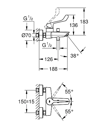 Смеситель для ванны GROHE Eurosmart (25243003) Смеситель для ванны GROHE Eurosmart (25243003)