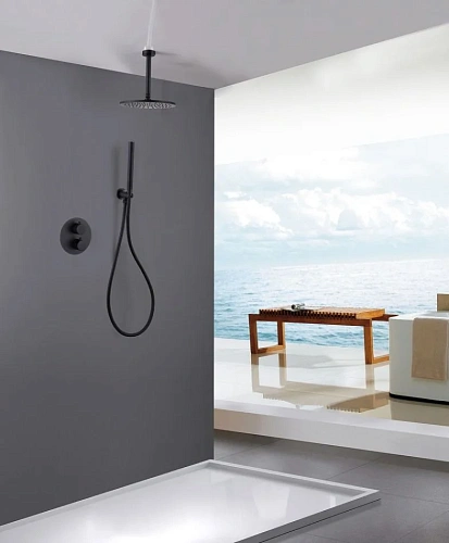 Душевая система ABBER Wasser Kreis AF8121B скрытого монтажа без излива, черная матовая Душевая система ABBER Wasser Kreis AF8121B скрытого монтажа без излива, черная матовая