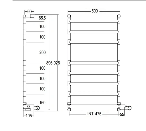 Полотенцесушитель электрический Margaroli Sereno 584/8 58447508PCRB Box с полкой 47.5 x 92.6 см, хро Полотенцесушитель электрический Margaroli Sereno 584/8 58447508PCRB Box с полкой 47.5 x 92.6 см, хро