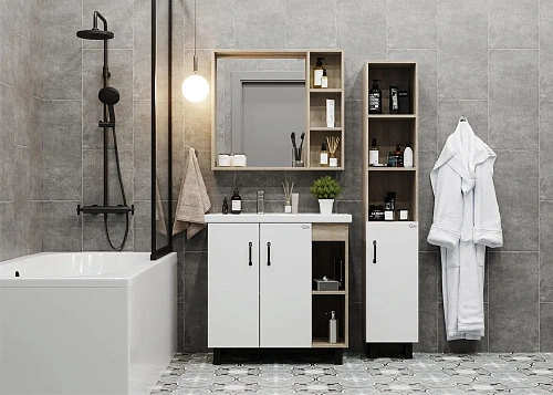 Тумба под раковину Onika ТИМБЕР 80.10 белый мат./дуб сонома 108045 Тумба под раковину Onika ТИМБЕР 80.10 белый мат./дуб сонома 108045