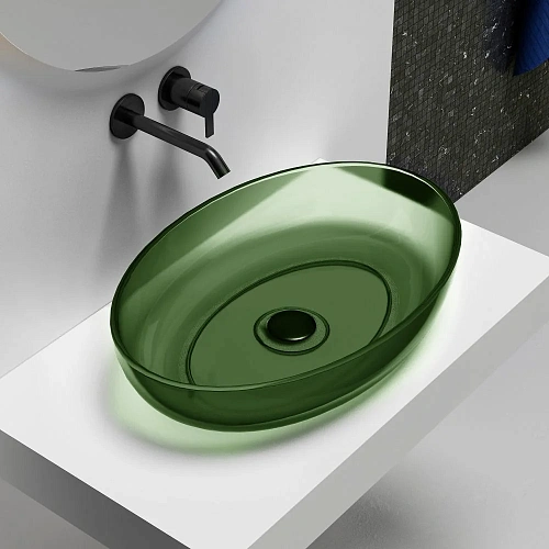 Раковина ABBER Kristall AT2801Emerald прозрачная, накладная, зеленая Раковина ABBER Kristall AT2801Emerald прозрачная, накладная, зеленая