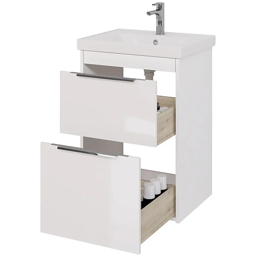 Тумба под раковину DREJA PRIME, 60 см, подвесная/напольная, 2 ящика, белый глянец 99.9300 Тумба под раковину DREJA PRIME, 60 см, подвесная/напольная, 2 ящика, белый глянец 99.9300