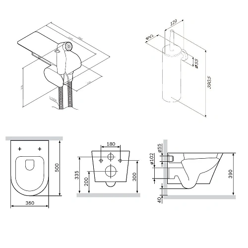 Унитаз подвесной AM.PM Sense CK74H0403W с гигиеническим душем с сиденьем Унитаз подвесной AM.PM Sense CK74H0403W с гигиеническим душем с сиденьем
