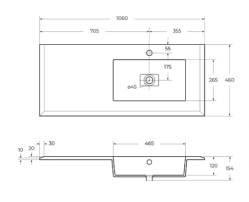 Раковина CEZARES 50214 Bianco opaco белый матовый 1040x460 искусственный камень solid surface Раковина CEZARES 50214 Bianco opaco белый матовый 1040x460 искусственный камень solid surface