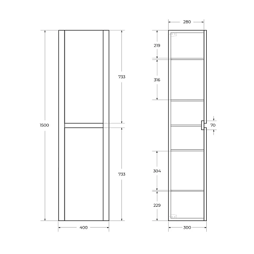 Шкаф-пенал CEZARES RELAX-1500-2A-SO-SAT-P сатин 340x320 подвесной Шкаф-пенал CEZARES RELAX-1500-2A-SO-SAT-P сатин 340x320 подвесной