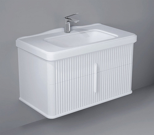 Тумба с раковиной STWORKI Молде 95 белая, с сифоном 579358 Тумба с раковиной STWORKI Молде 95 белая, с сифоном 579358