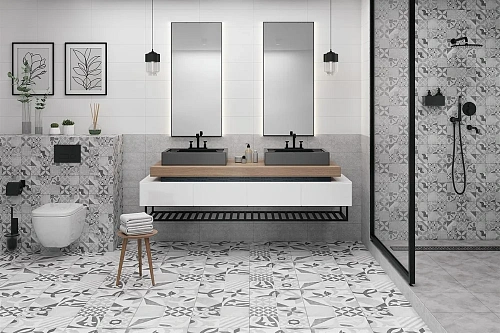 Плитка керамическая Cersanit Terrazzo пэчворк серый 19,8x59,8 TES092 Плитка керамическая Cersanit Terrazzo пэчворк серый 19,8x59,8 TES092