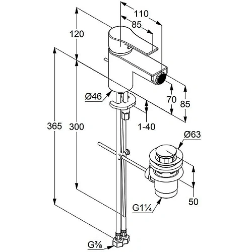 Смеситель для биде Kludi ZENTA SL 485303965 черный матовый Смеситель для биде Kludi ZENTA SL 485303965 черный матовый