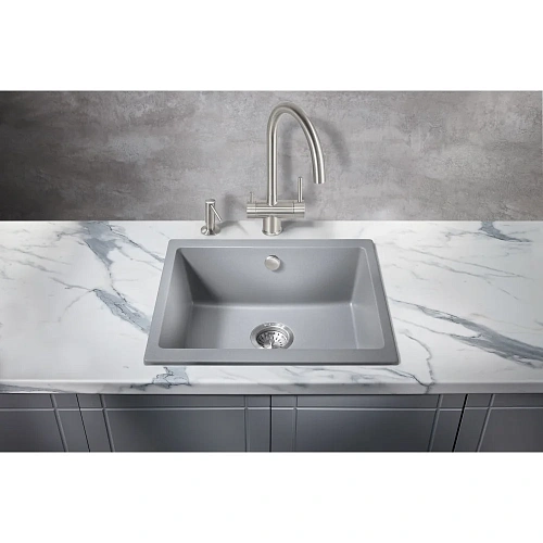 Кухонная мойка Milacio Leon 55 Cuarzo (MC.77083), серый металлик Кухонная мойка Milacio Leon 55 Cuarzo (MC.77083), серый металлик