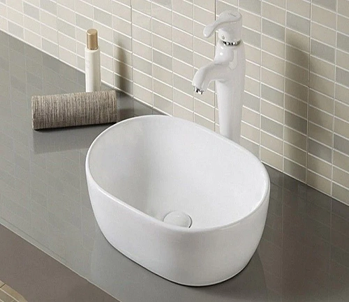 Раковина CeramaLux 9026B накладная, белый Раковина CeramaLux 9026B накладная, белый