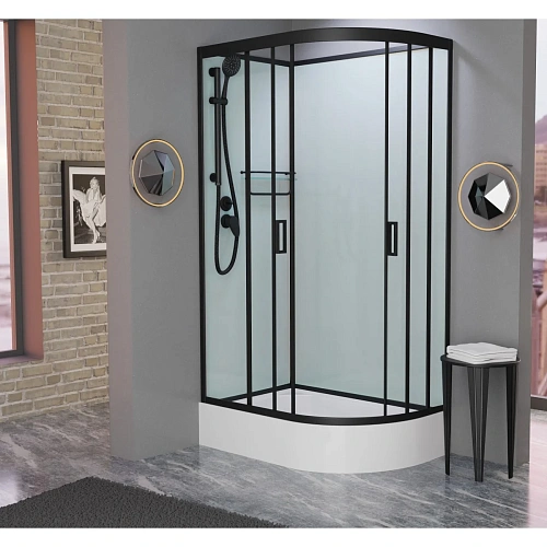 Душевая кабина Frank F412/1 L М левосторонняя Black без крыши черный профиль матовое стекло 120x80 2 20067 Душевая кабина Frank F412/1 L М левосторонняя Black без крыши черный профиль матовое стекло 120x80 2 20067