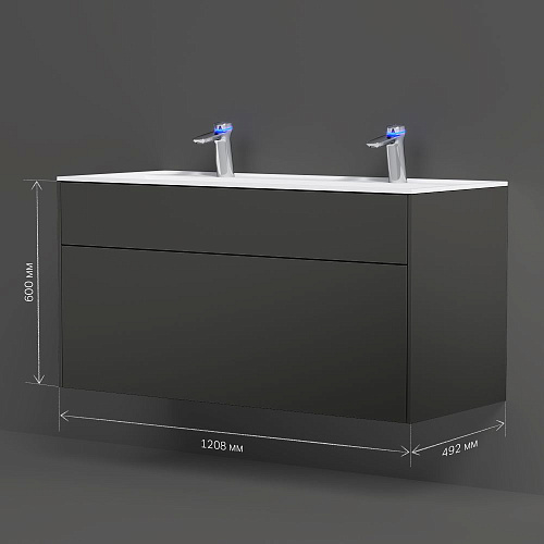 Тумба под раковину AM.PM Inspire V2.0 M50AFHX1203GM подвесная, 120 см, push-to-open, графит мато Тумба под раковину AM.PM Inspire V2.0 M50AFHX1203GM подвесная, 120 см, push-to-open, графит мато