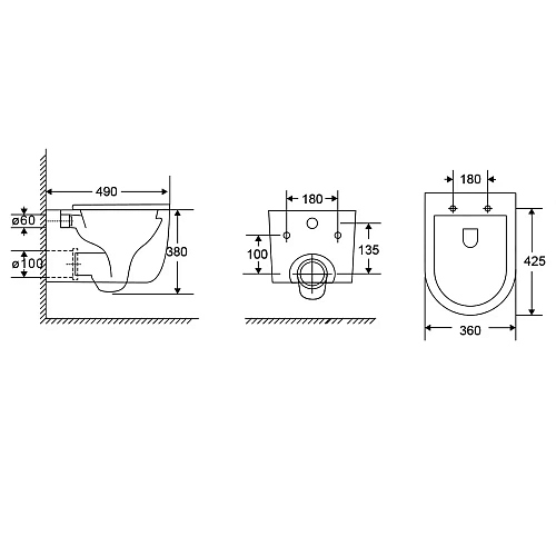 Унитаз подвесной AQUAme AQM2013PRO сиденье SoftClose, технология смыва Invisible, 490х360х380 Унитаз подвесной AQUAme AQM2013PRO сиденье SoftClose, технология смыва Invisible, 490х360х380