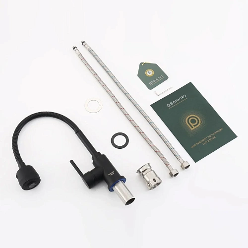 Смеситель для кухни Splenka S201.47.06 с гибким изливом, черный Смеситель для кухни Splenka S201.47.06 с гибким изливом, черный