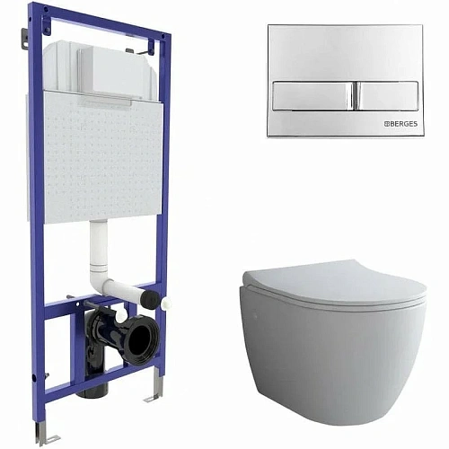 Комплект унитаза BERGES OKUS с инсталляцией NOVUM, кнопка L3, сидение Toma Slim SO 043205 Комплект унитаза BERGES OKUS с инсталляцией NOVUM, кнопка L3, сидение Toma Slim SO 043205