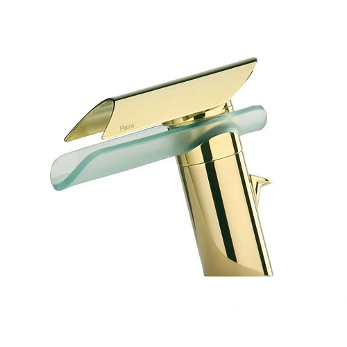 Смеситель для раковины Paini Morgana 73OP211VRKM с донным клапаном, золото, излив стекло Смеситель для раковины Paini Morgana 73OP211VRKM с донным клапаном, золото, излив стекло