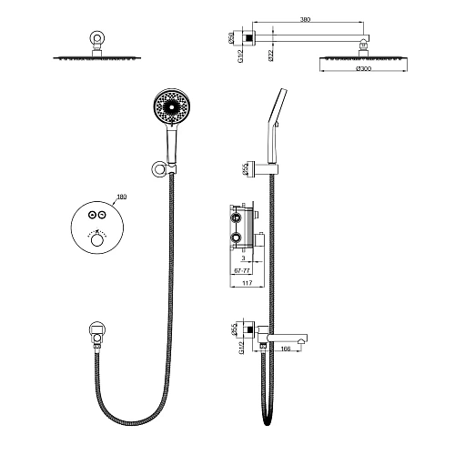 Душевая система Wonzon & Woghand STICK с термостатом, встраиваемая, розовое золото (WW-88929010-RG) Душевая система Wonzon & Woghand STICK с термостатом, встраиваемая, розовое золото (WW-88929010-RG)