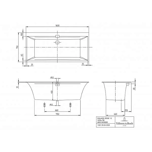 Ванна квариловая Villeroy &amp; Boch Squaro Edge 12 160 x 75 см UBQ160SQE2DV-01 Ванна квариловая Villeroy &amp; Boch Squaro Edge 12 160 x 75 см UBQ160SQE2DV-01