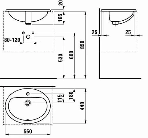 Раковина Laufen Pro 1395.1 (8.1395.1.000.104.1) 560x440мм Раковина Laufen Pro 1395.1 (8.1395.1.000.104.1) 560x440мм