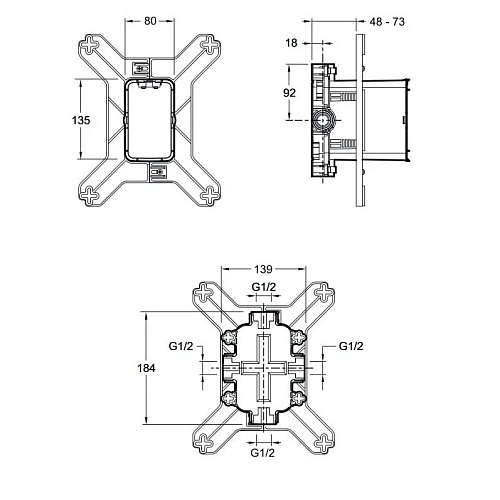 Скрытая часть смесителя Jacob Delafon Modulo 98699D-NF Скрытая часть смесителя Jacob Delafon Modulo 98699D-NF