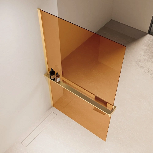 Душевая перегородка Vincea Walk-In VSW-1HR900GSG 900x2000 матовый золотой, стекло янтарь Душевая перегородка Vincea Walk-In VSW-1HR900GSG 900x2000 матовый золотой, стекло янтарь