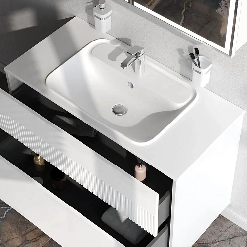 Тумба под раковину AM.PM Func M8FFUX1002WM push-to-open, 100 см, белый матовый Тумба под раковину AM.PM Func M8FFUX1002WM push-to-open, 100 см, белый матовый