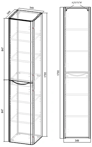 Шкаф-пенал Vincea Paola VSC-2P170GW-L 1700x350x350, G.White, левый Шкаф-пенал Vincea Paola VSC-2P170GW-L 1700x350x350, G.White, левый