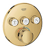 Картинка анонса товара «смеситель для душа grohe grohtherm smartcontrol термостатитеский, на 3 выхода, верхняя монтажная час 29121gl0»