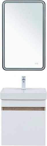 Тумба под раковину Aquanet Оптима 50 00344798 дуб светлый/белый сатин Тумба под раковину Aquanet Оптима 50 00344798 дуб светлый/белый сатин