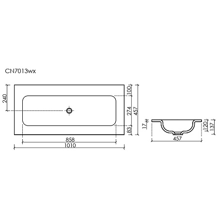 Раковина Ceramica Nova Grace CN7013MBwx накладная, без отверстия под смеситель, 1010x457x137, черный матовый Раковина Ceramica Nova Grace CN7013MBwx накладная, без отверстия под смеситель, 1010x457x137, черный матовый