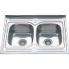 Картинка анонса товара «кухонная мойка melana 8060s 0,8/180 декор 2-я чаша накладная с сифоном (211d t *5) 211d t (*5)»