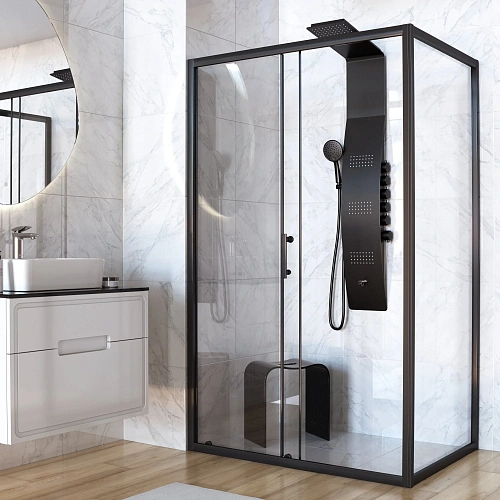 Душевой уголок Taliente 150x100x195см TA-N-150-10-1CB раздвижной, прозр.стекло 6мм,черный профиль Душевой уголок Taliente 150x100x195см TA-N-150-10-1CB раздвижной, прозр.стекло 6мм,черный профиль