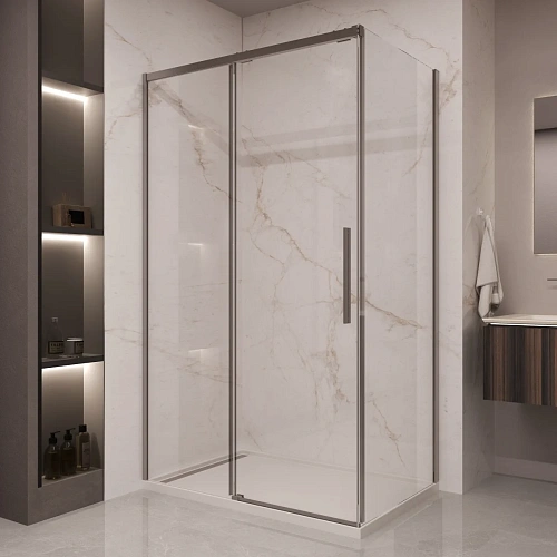 Душевой уголок Vincea Stella VSR-1ST1011CLGM 1100x1000 вороненая сталь, стекло прозрачное Душевой уголок Vincea Stella VSR-1ST1011CLGM 1100x1000 вороненая сталь, стекло прозрачное