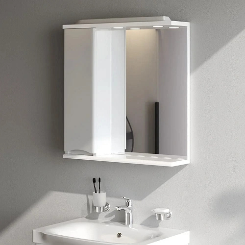 Зеркальный шкаф AM.PM Like M80MPL0651WG левый, 65см, с подсветкой, белый Зеркальный шкаф AM.PM Like M80MPL0651WG левый, 65см, с подсветкой, белый