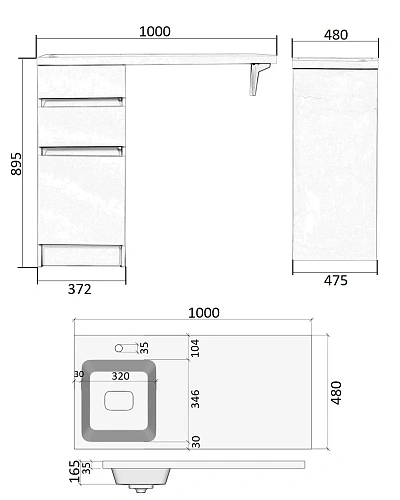 Тумба с раковиной Orange Sistema ST-40TUW+RAL напольная, левая 100 см под стиральную машину, белый Тумба с раковиной Orange Sistema ST-40TUW+RAL напольная, левая 100 см под стиральную машину, белый