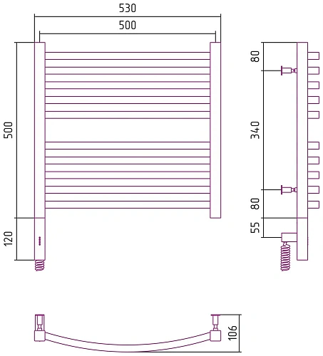 Полотенцесушитель электрический Сунержа Аркус 3.0 500х500 МЭМ левый 00-5704-5050 Без покрытия Полотенцесушитель электрический Сунержа Аркус 3.0 500х500 МЭМ левый 00-5704-5050 Без покрытия