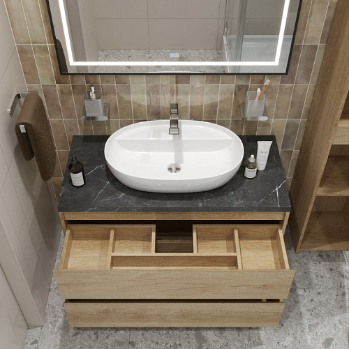 Тумба со столешницей и раковиной BelBagno KRAFT 100 kraft100rnn-kepmno-1346-set подвесная KRAFT100RNN-KEPMNO-1346-SET Тумба со столешницей и раковиной BelBagno KRAFT 100 kraft100rnn-kepmno-1346-set подвесная KRAFT100RNN-KEPMNO-1346-SET