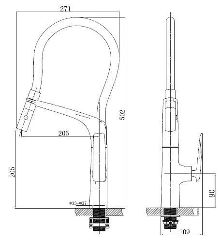 Смеситель для кухни Vincea VKF-115MB, черный Смеситель для кухни Vincea VKF-115MB, черный