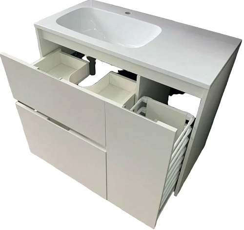 Тумба под раковину Style Line Барселона 90 левая, люкс PLUS, белая СС-00002345 Тумба под раковину Style Line Барселона 90 левая, люкс PLUS, белая СС-00002345