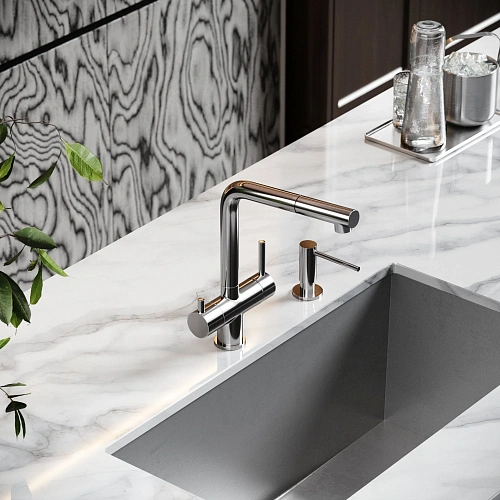 Смеситель для кухни SANCOS Spin SC4015BN с вытяжным изливом, c краном для фильтрованной воды брашированный никель Смеситель для кухни SANCOS Spin SC4015BN с вытяжным изливом, c краном для фильтрованной воды брашированный никель