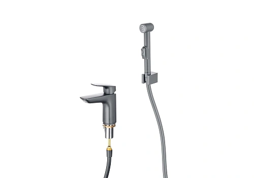 Смеситель для раковины Aquatek ВЕГА AQ1012BGM с гигиеническим ручным душем, оружейная сталь Смеситель для раковины Aquatek ВЕГА AQ1012BGM с гигиеническим ручным душем, оружейная сталь